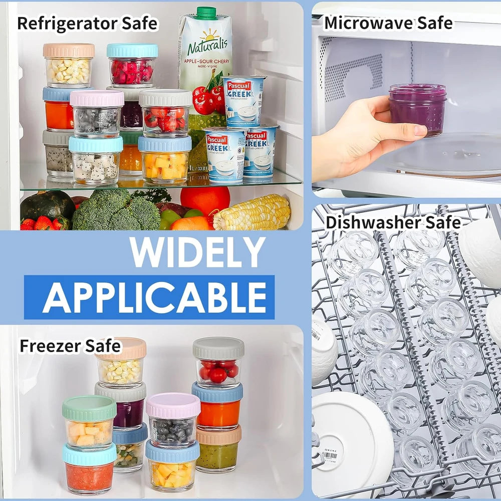 DRKIO Glass Baby Food Storage Jars - 6 Pack