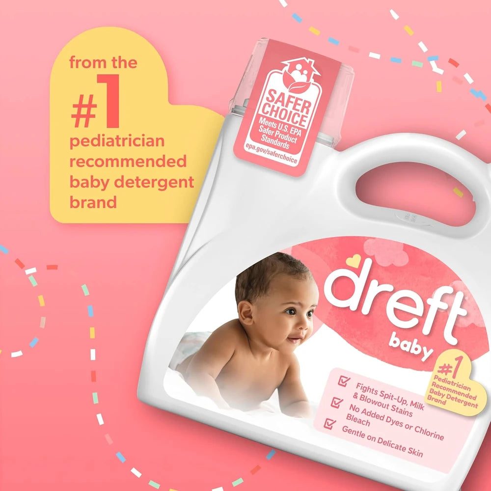 Dreft Baby Liquid Laundry Detergent, Gentle on Sensitive Skin Laundry Soap 150 fl oz 114 Loads