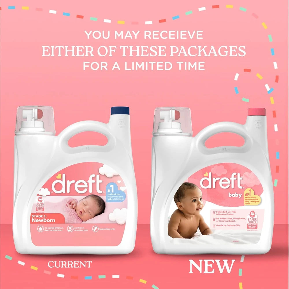 Dreft Baby Liquid Laundry Detergent, Gentle on Sensitive Skin Laundry Soap 150 fl oz 114 Loads