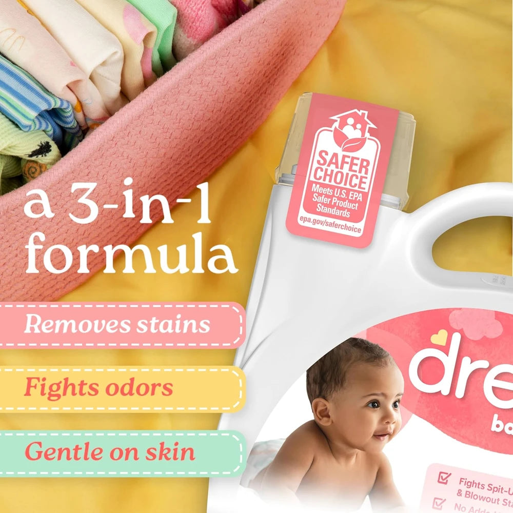 Dreft Baby Liquid Laundry Detergent, Gentle on Sensitive Skin Laundry Soap 150 fl oz 114 Loads