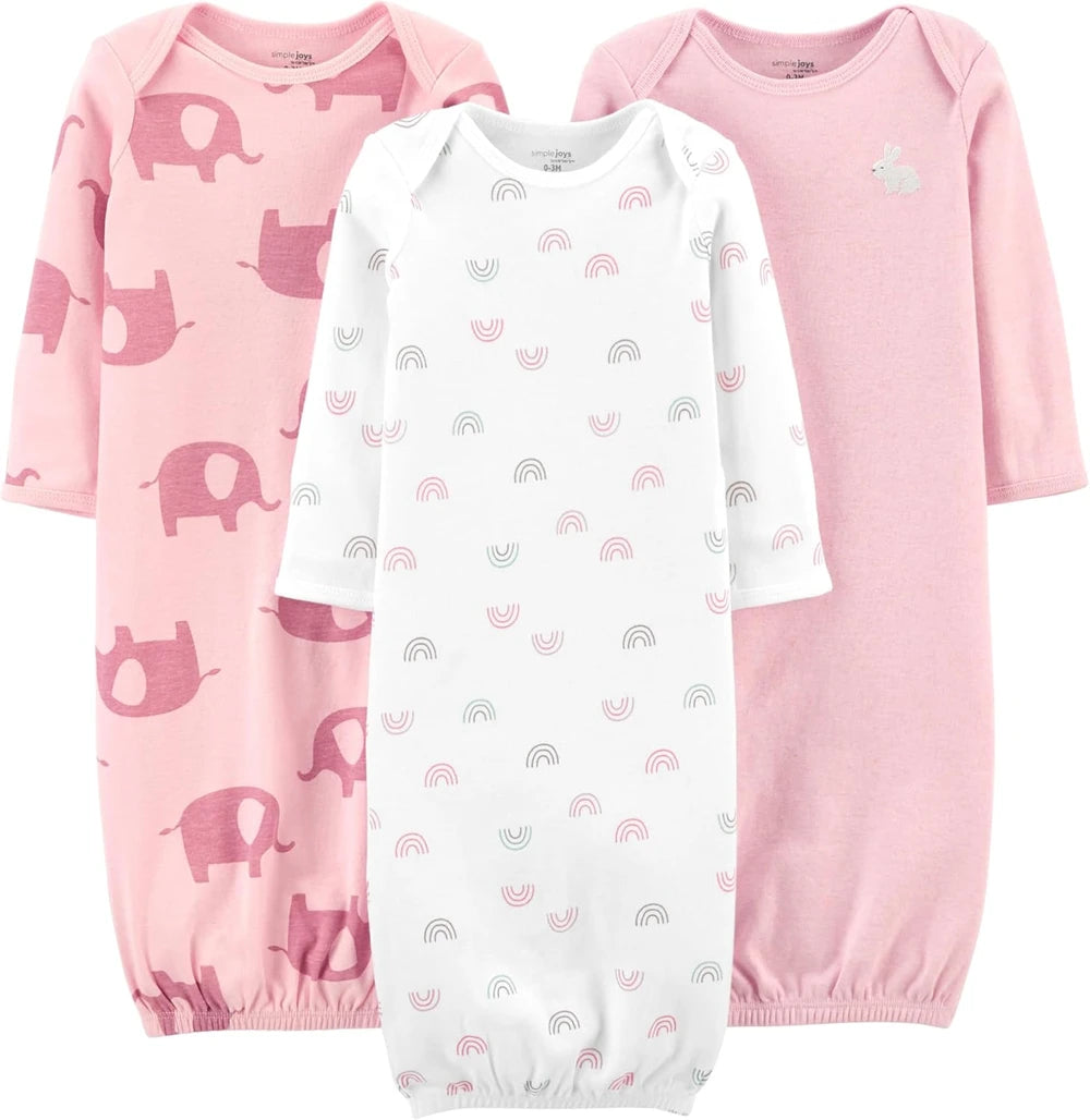 Carter's Baby Girls' 3-pack Cotton Sleeper Gown