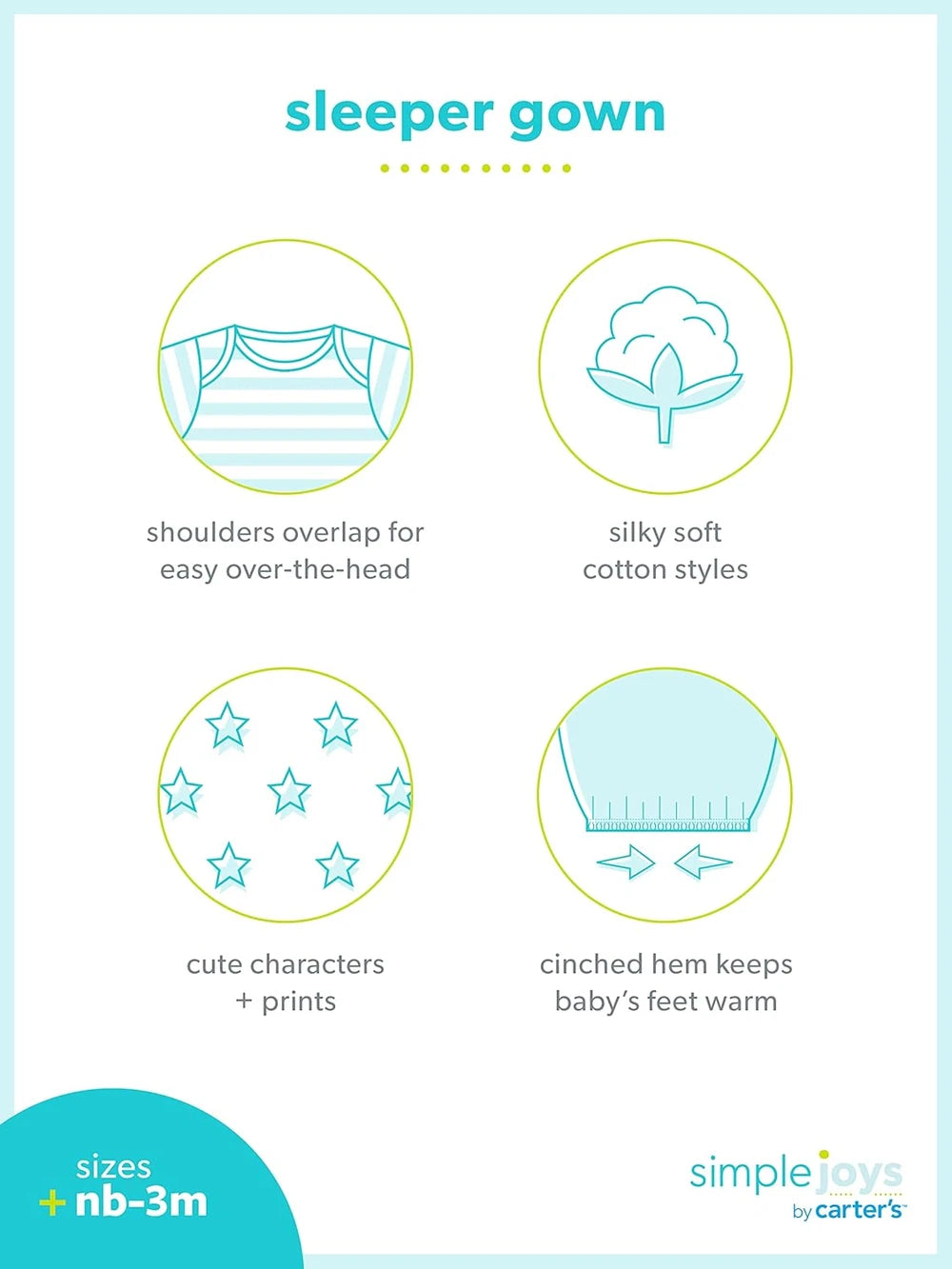 Carter's Baby Girls' 3-pack Cotton Sleeper Gown