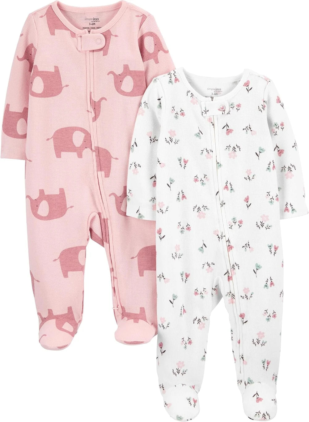 Carter's Baby Girls' 2-way Zip Thermal Footed Sleep and Play, Pack of 2