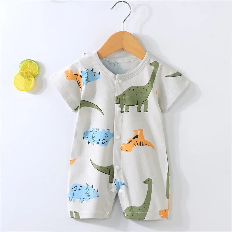 Two-piece romper featuring a cute zoo animal print