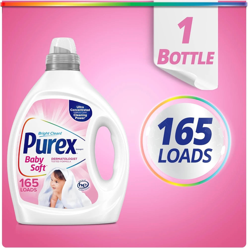 Purex Baby Soft Laundry Detergent. Hypoallergenic for sensitive skin 82.5 fl oz, 165 Loads