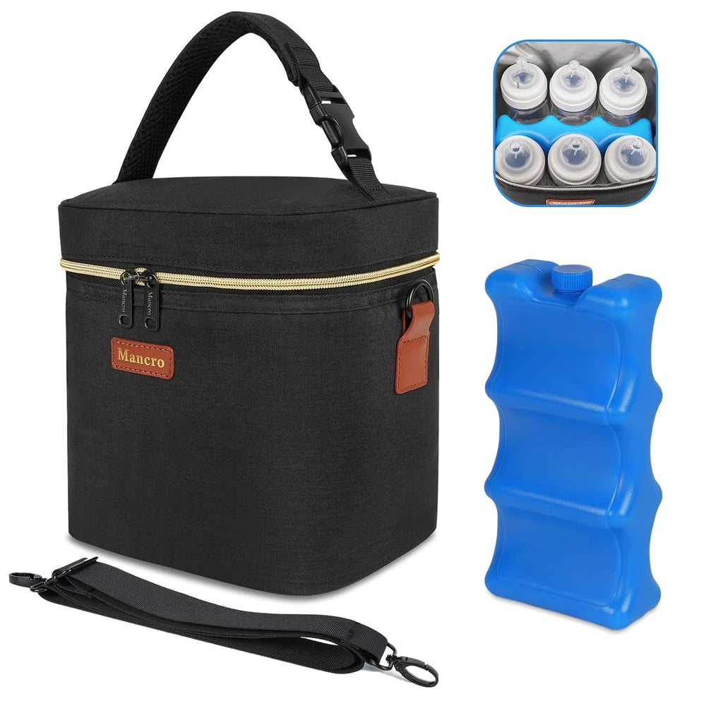 Breastmilk Cooler Bag. This insulated bag fits 6 bottles and includes an ice pack