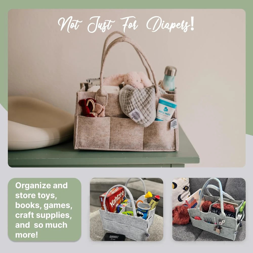Diaper Caddy - Nursery Storage Bin and Car Organizer for Diapers and Baby Wipes.