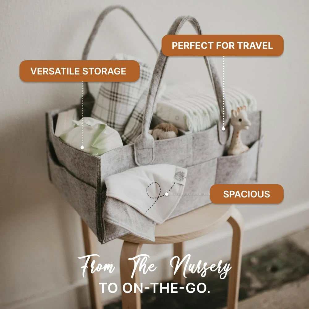 Diaper Caddy - Nursery Storage Bin and Car Organizer for Diapers and Baby Wipes.