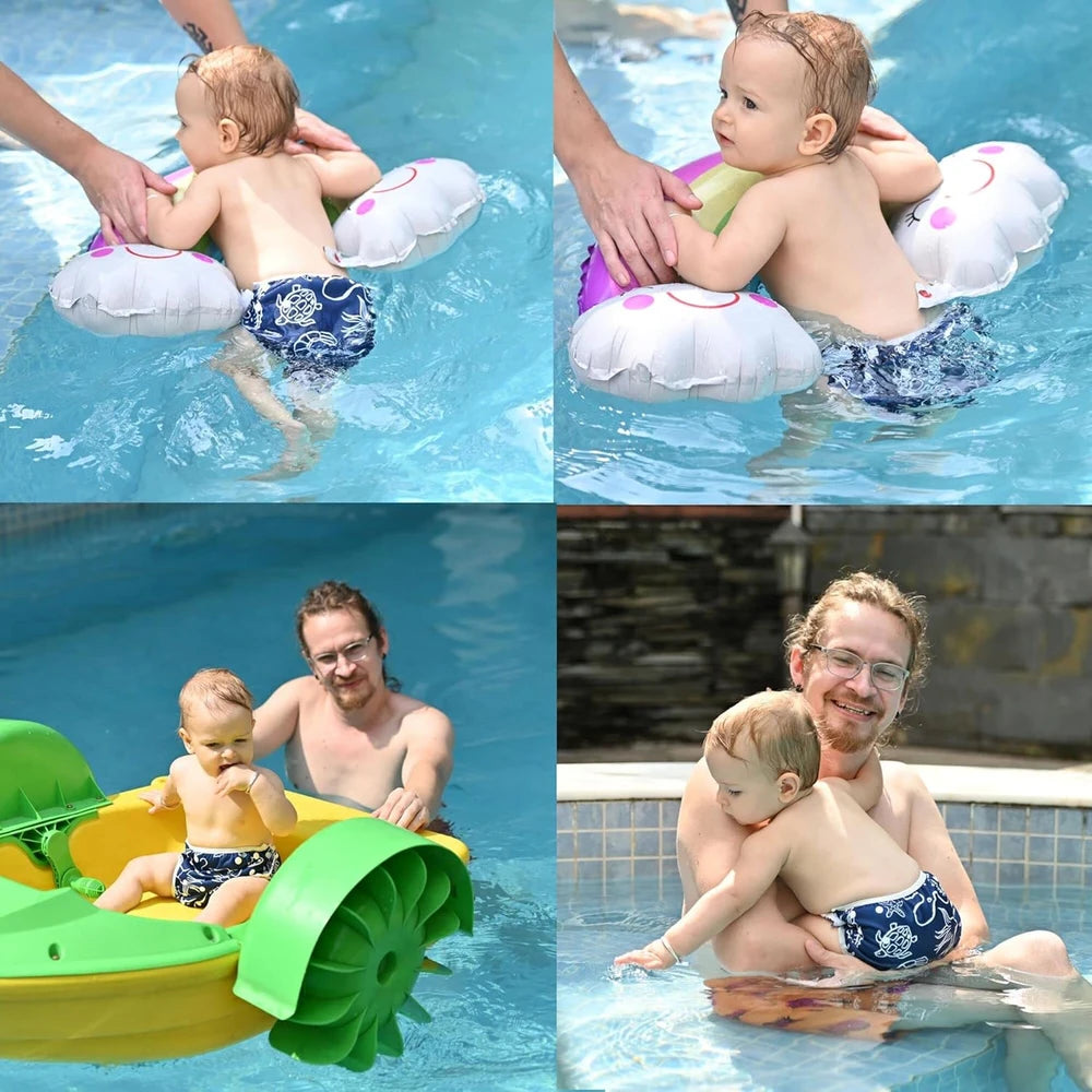 ISLAVIVA Swim Diapers 2pcs Reusable Baby Swim Diaper 9 Months-3T Adjustable Snap Washable Toddler Swimming Diaper for Pool Beach & Swim