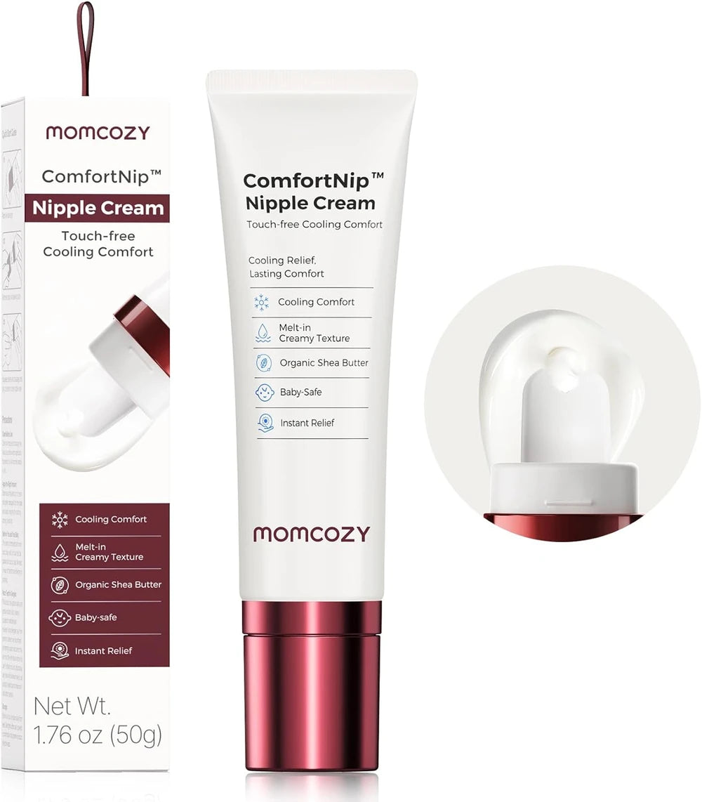 Momcozy Cooling Nipple Cream Safe for Nursing,No Lanolin Nipple Butter,Plant-Based Formula,  1.76oz