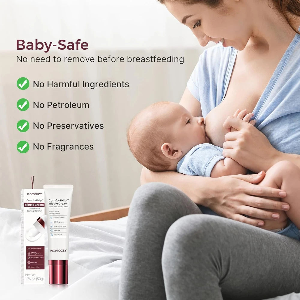 Momcozy Cooling Nipple Cream Safe for Nursing,No Lanolin Nipple Butter,Plant-Based Formula,  1.76oz
