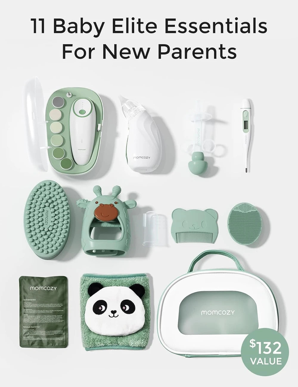 Momcozy Baby Kit,  Electric Nail File, Nasal Aspirator, Bath Brush,Teether & more.