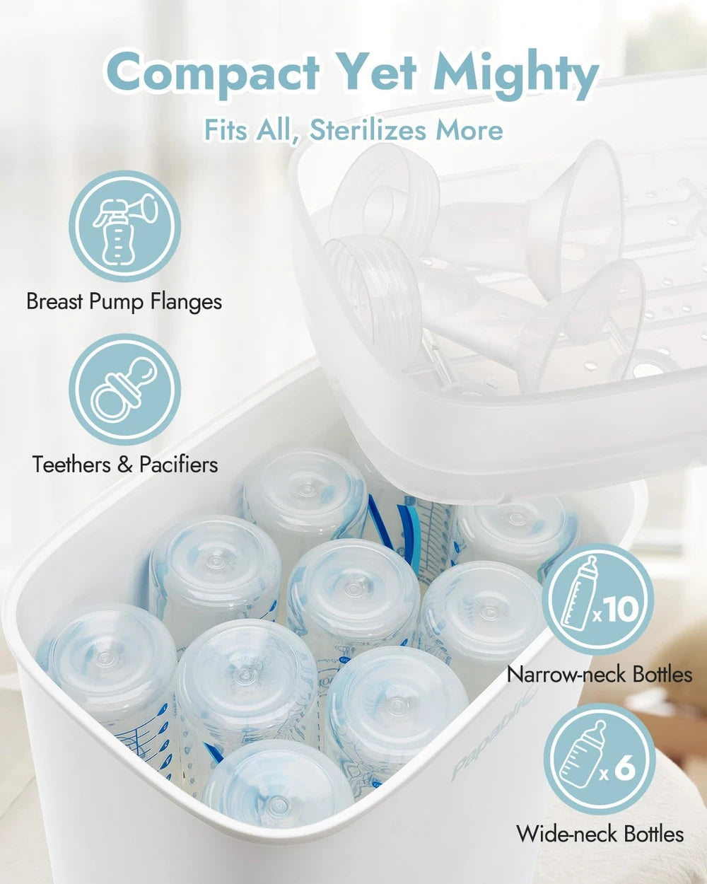 Papablic Baby Bottle Sterilizer and Dryer Pro, Large Capacity 10 Bottles