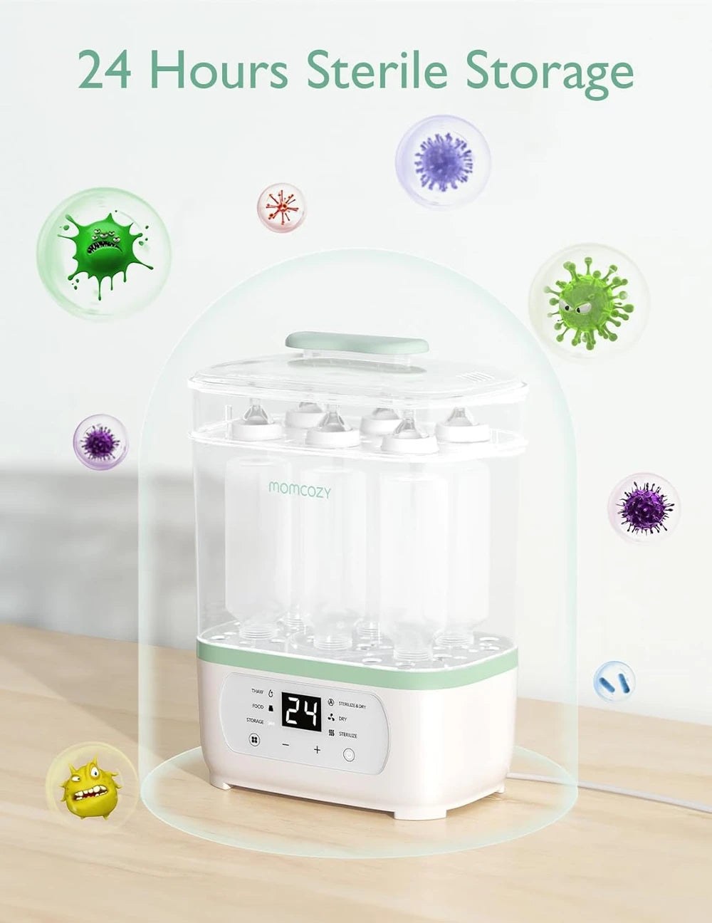 Momcozy Bottle Sterilizer and Dryer, 8-in-1 Electric Steam Baby Bottle Sterilizer for Baby Bottles