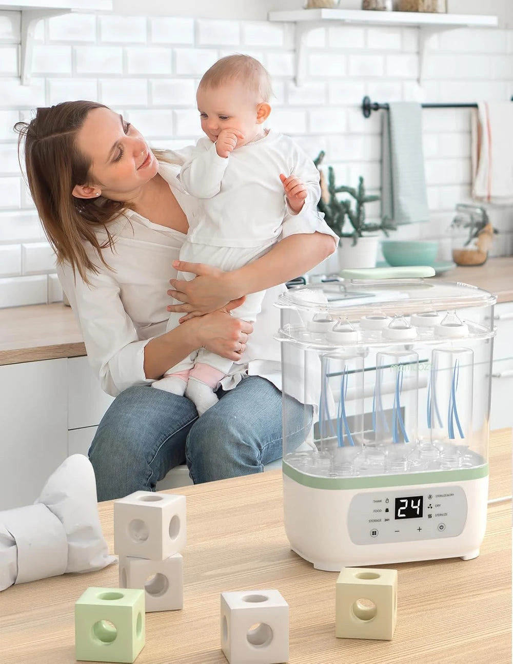 Momcozy Bottle Sterilizer and Dryer, 8-in-1 Electric Steam Baby Bottle Sterilizer for Baby Bottles