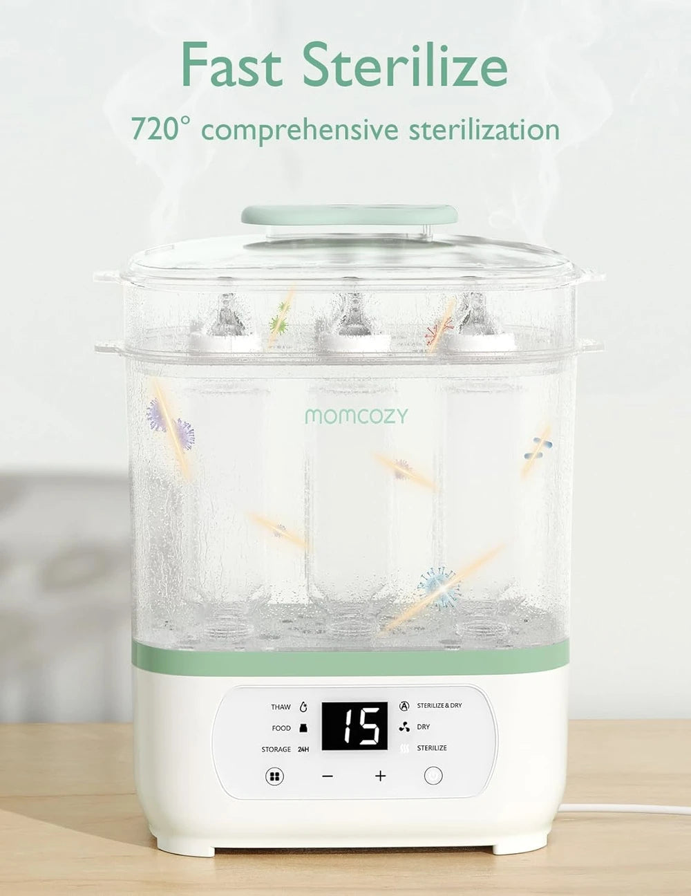 Momcozy Bottle Sterilizer and Dryer, 8-in-1 Electric Steam Baby Bottle Sterilizer for Baby Bottles