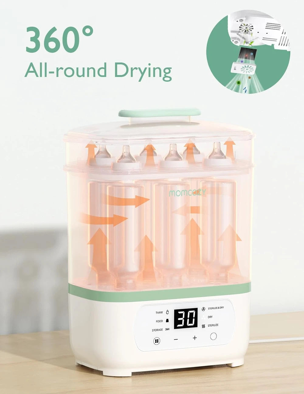 Momcozy Bottle Sterilizer and Dryer, 8-in-1 Electric Steam Baby Bottle Sterilizer for Baby Bottles