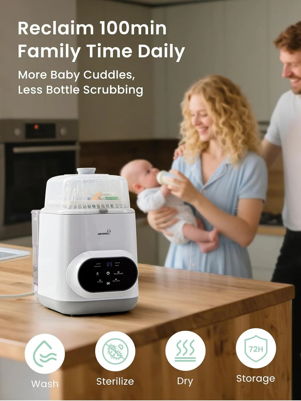 Grownsy EaseClean Bottle Washer Pro | All-in-One Bottle Washer and Sterilizer and Dryer