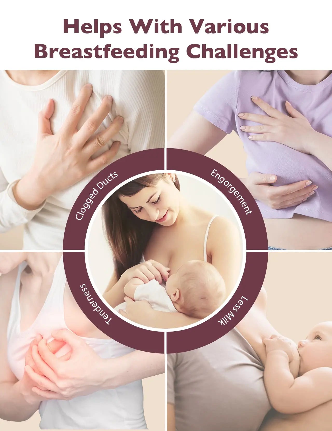 Momcozy Rolling Lactation Massager with Heat, 3-In-1 Real-Like Massage for Relieve Clogged Ducts, Breast Massager Warming for Breastfeeding, Improve Milk Flow, Dusty Rose