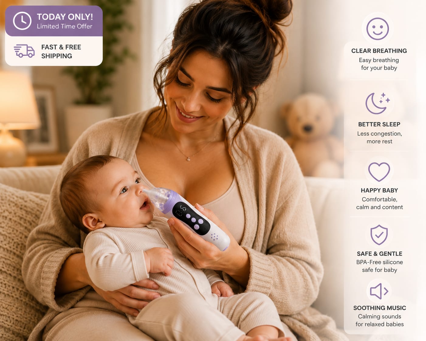 BreatheEasy™ Baby Nasal Aspirator – Gentle Relief For Stuffy Little Noses