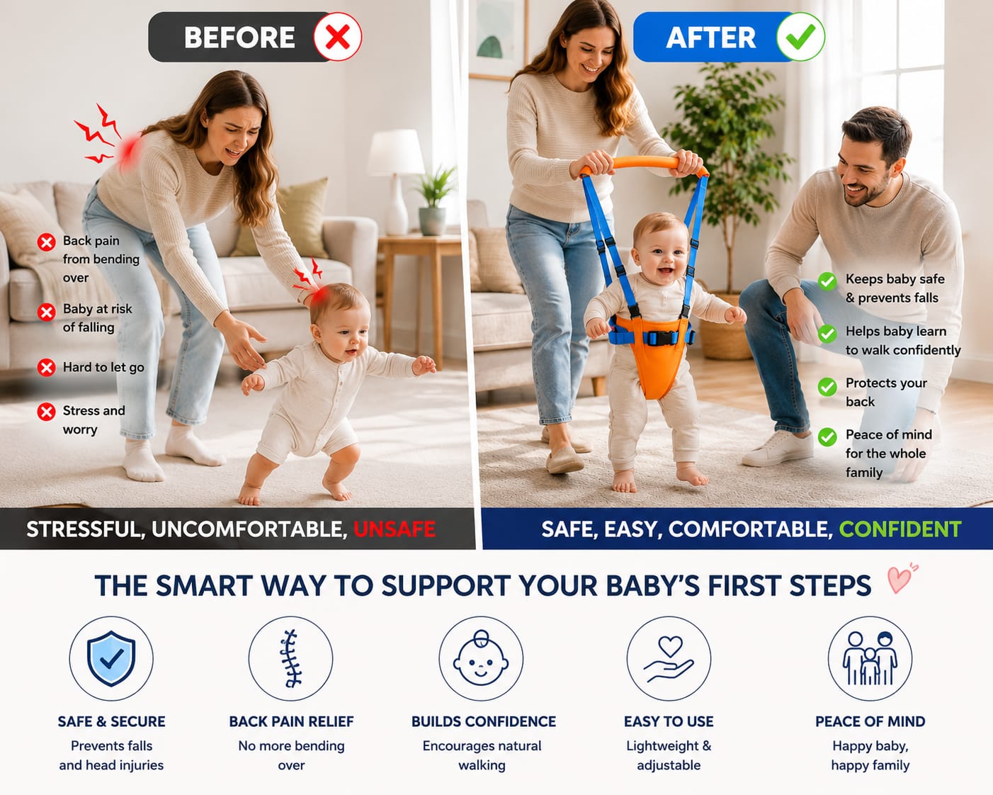 SafeSteps™ Baby Walking Harness – Safer First Steps For Your Little One