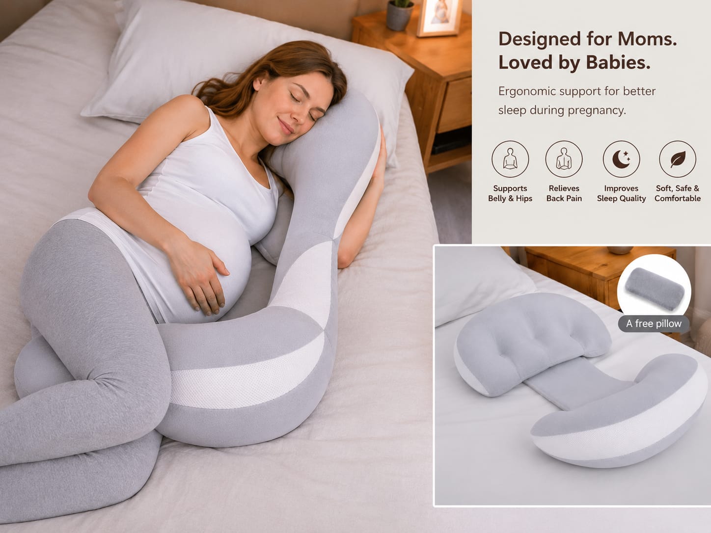 ComfortNest™ Pregnancy Support Pillow – Better Sleep For Moms-To-Be