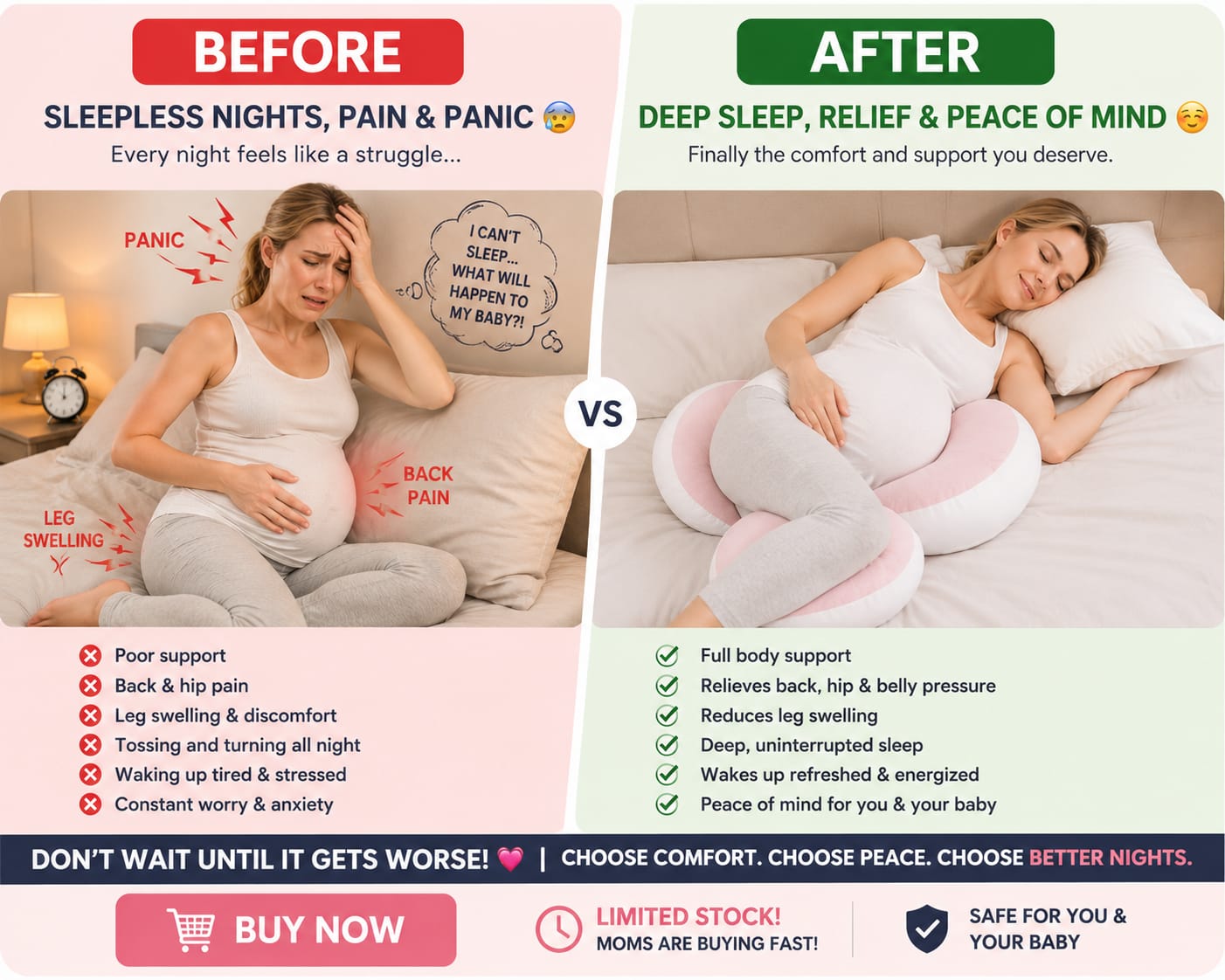 ComfortNest™ Pregnancy Support Pillow – Better Sleep For Moms-To-Be