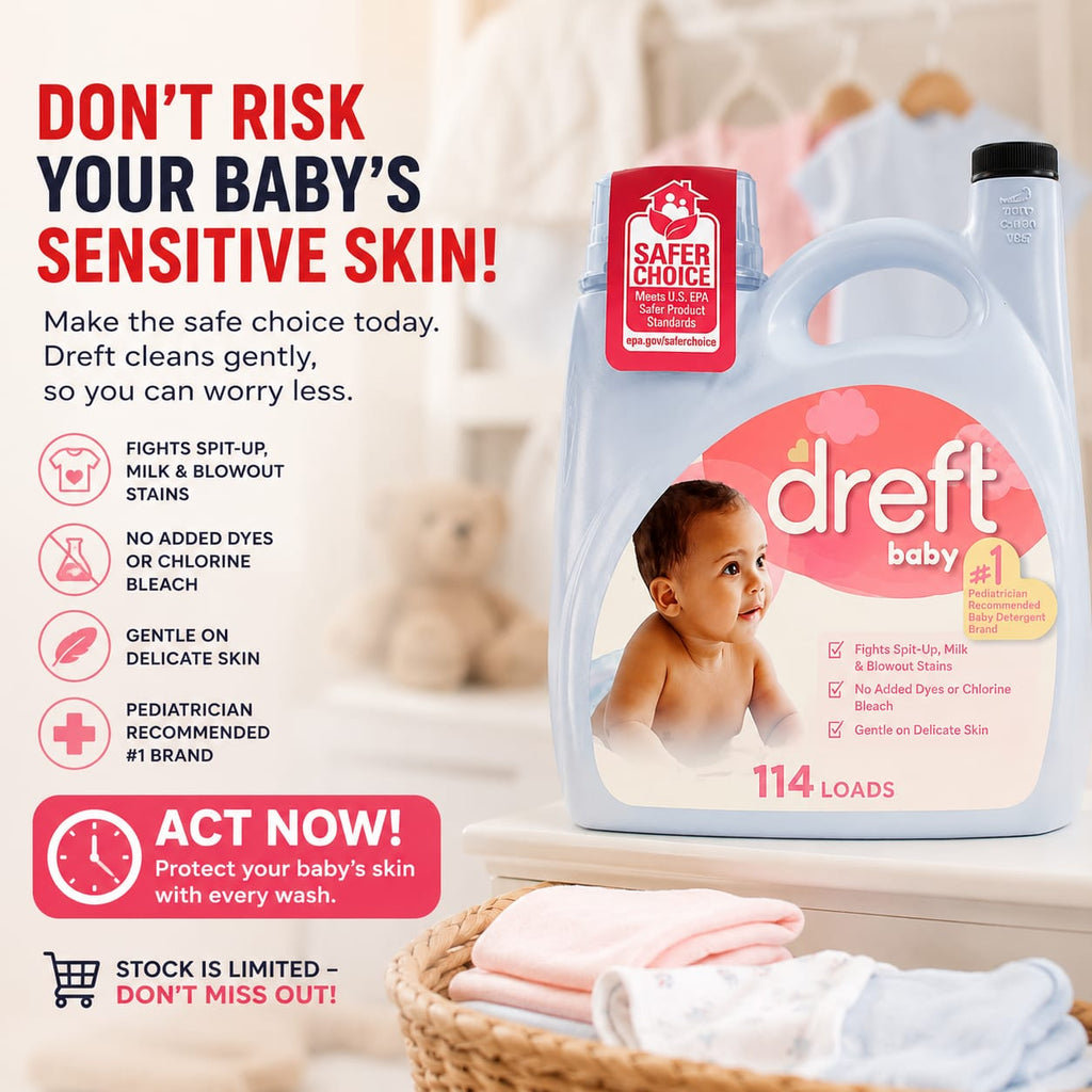 Dreft Baby Liquid Laundry Detergent, Gentle on Sensitive Skin Laundry Soap 150 fl oz 114 Loads