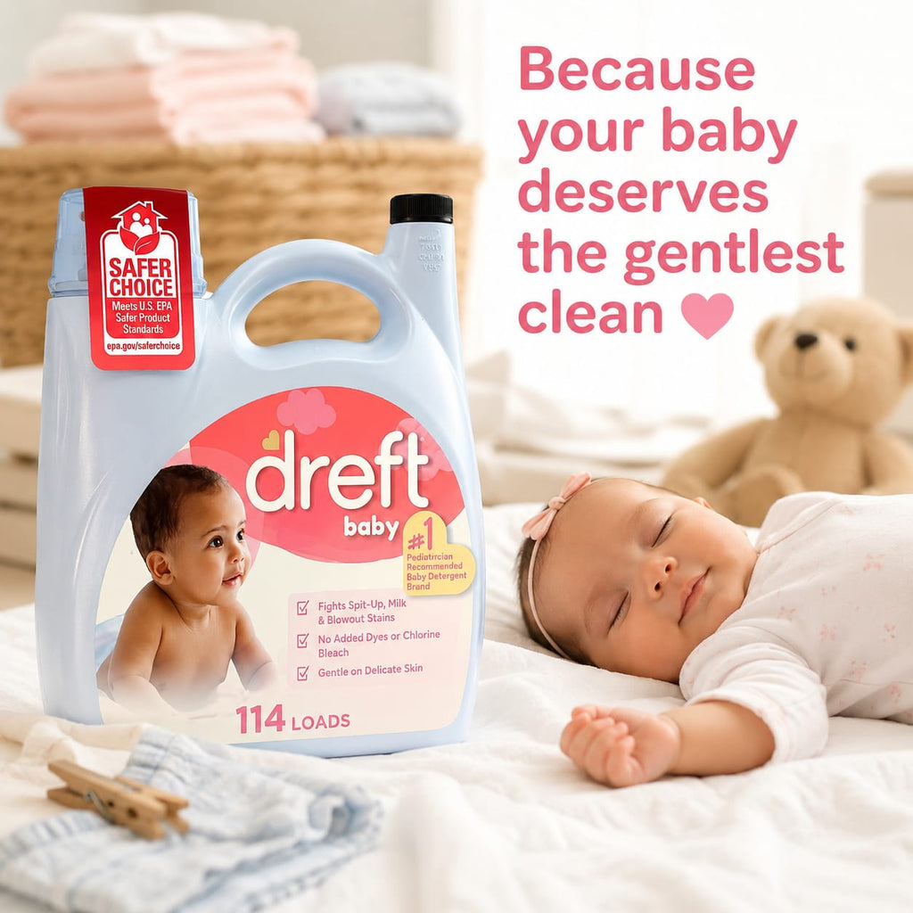 Dreft Baby Liquid Laundry Detergent, Gentle on Sensitive Skin Laundry Soap 150 fl oz 114 Loads