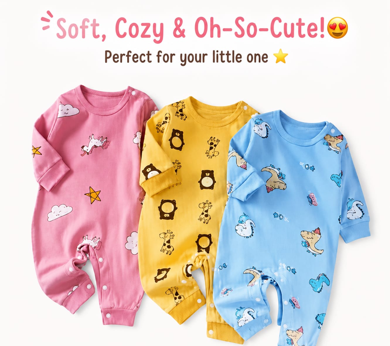 Baby Cotton Romper Set – Soft Long Sleeve Newborn Outfit for Boys & Girls (0-18M)
