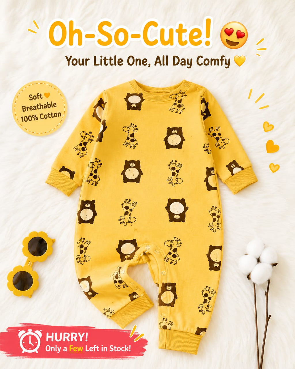 Baby Cotton Romper Set – Soft Long Sleeve Newborn Outfit for Boys & Girls (0-18M)