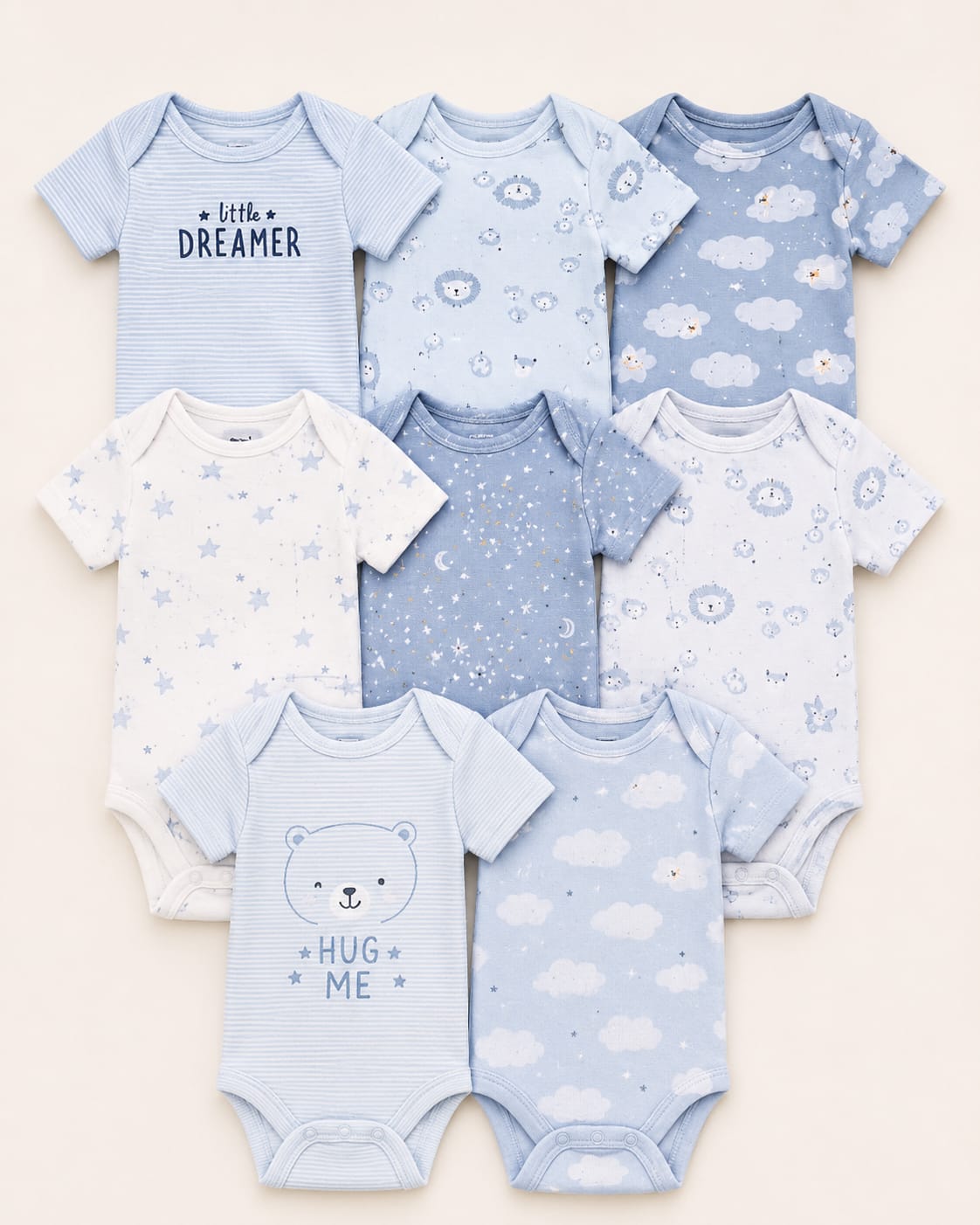 8-Pack Soft Baby Bodysuits Set – Cute Unisex Newborn Onesies for Boys & Girls