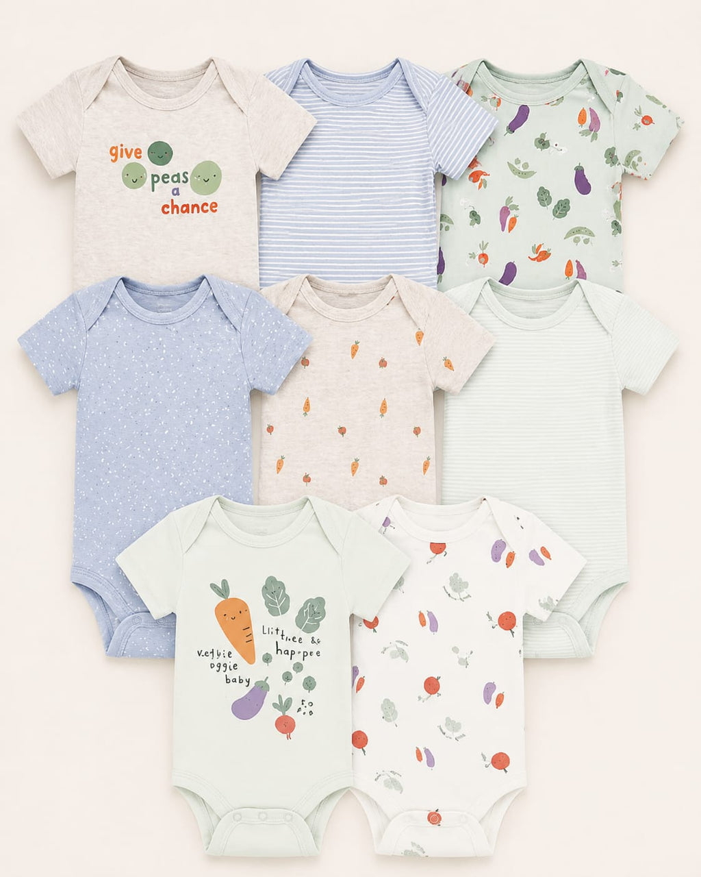 8-Pack Soft Baby Bodysuits Set – Cute Unisex Newborn Onesies for Boys & Girls