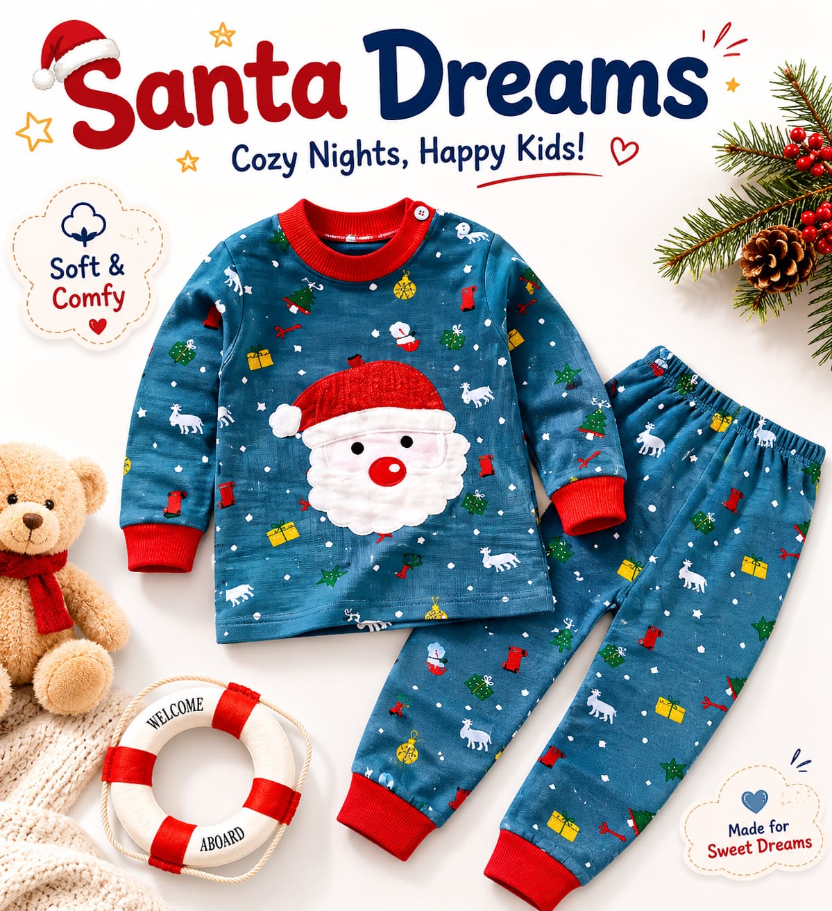 Cute Bear Toddler Pajama Set – Soft Cotton Long Sleeve Sleepwear for Boys & Girls