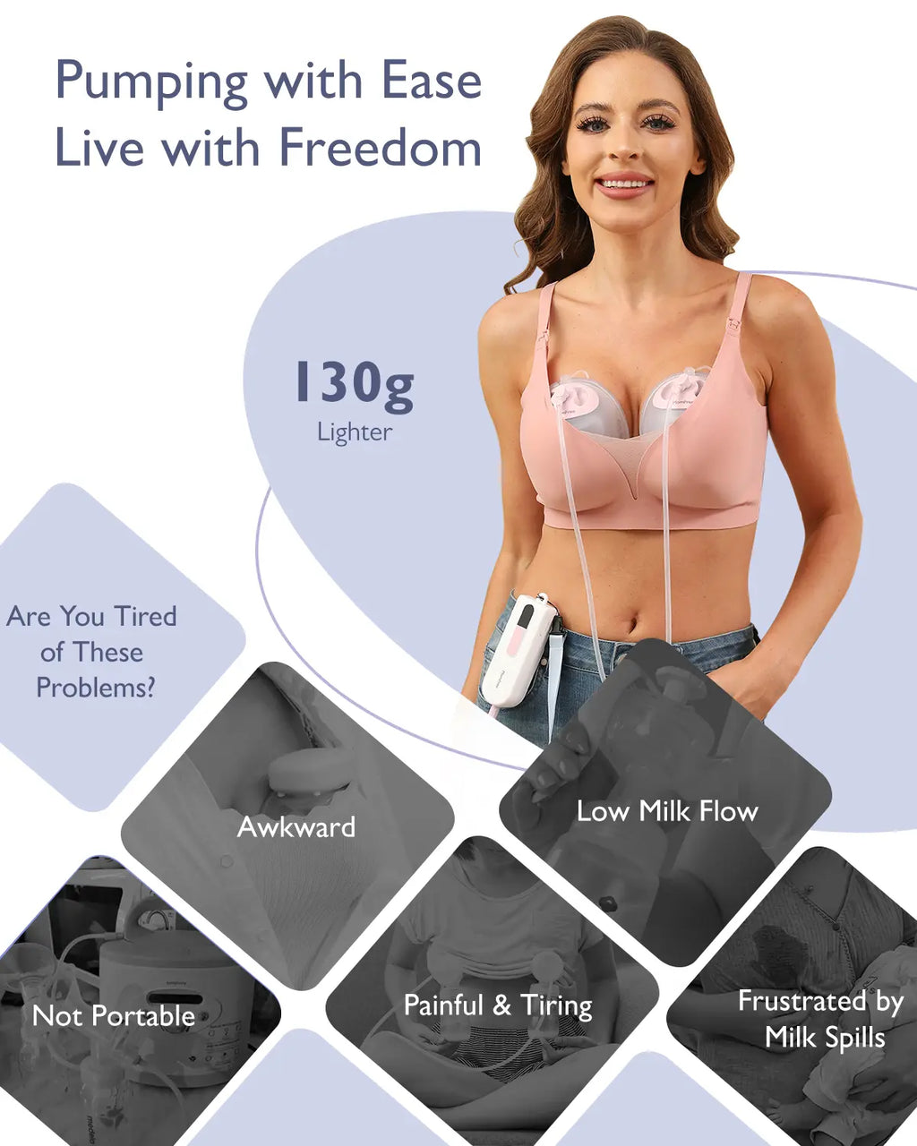 Breast Pump Hands Free K3 Updated,Wearable Breastfeeding Pump with Soft Double-Seal Flange,1800Mah Long Battery Life & LED Display, 3 Modes & 9 Levels Electric Breast Pumps Portable 15-24Mm