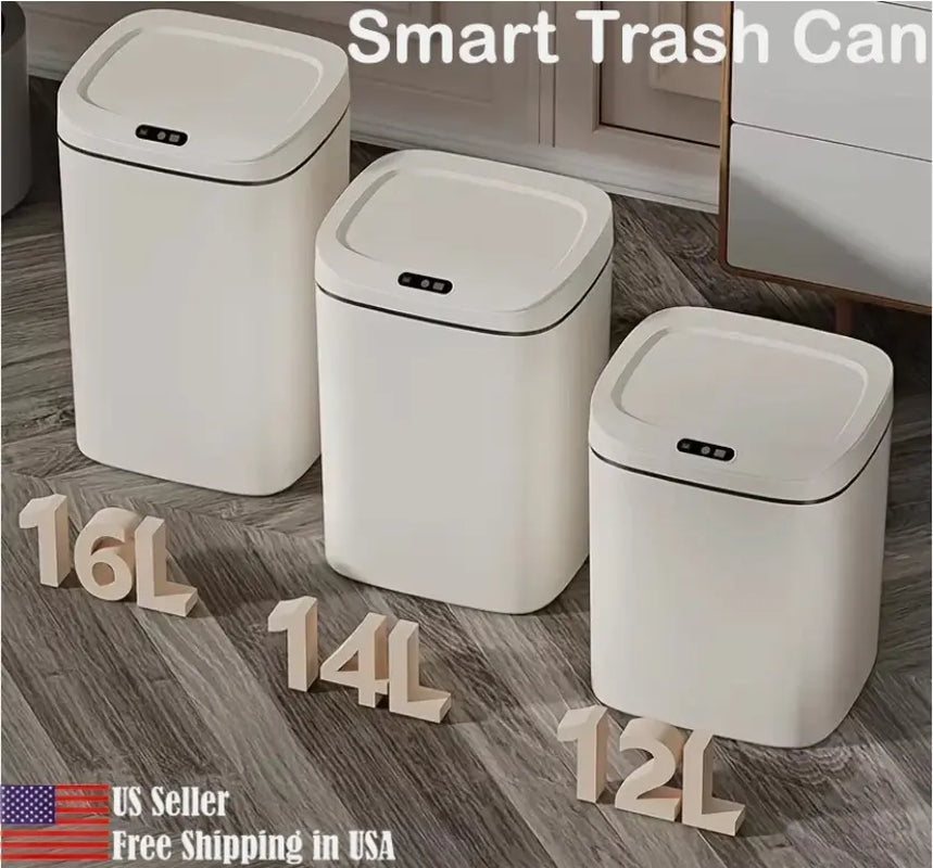 Smart Trash Can Sensor Wastebasket Hand Free Touchless Sturdy 3.2/4.32 Gallon