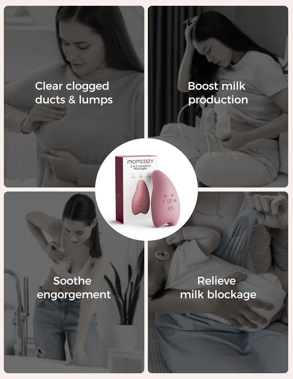 Momcozy A1Pro Lactation Massager, Deep Vibration & Rapid Heating for Clog Relief & Efficient Pumping. - Islaviva